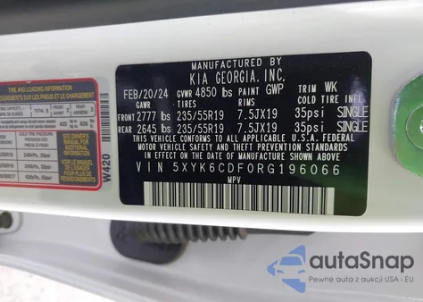 2024 Kia Sportage X-Line из США, поврежденный, VIN 5XYK6CDF0RG196066